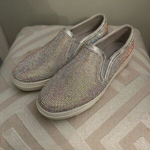 Sparkling iridescent Rhinestone Skechers Slip-On Sneakers